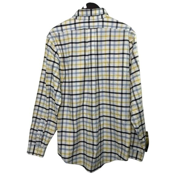 Brooks Brothers Slim Fit Blue & Yellow Check Print Button Up Shirt Men's Large - Picture 4 of 4